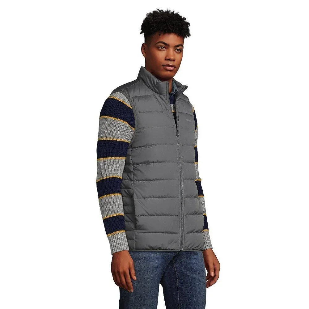 Lands' End NWT Men's Down Puffer Vest in Warm Graphite
